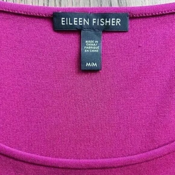 Eileen Fisher 100% Silk Sleeveless Tunic Blouse Size M Cranberry Pink Luxe Top - Picture 2 of 7